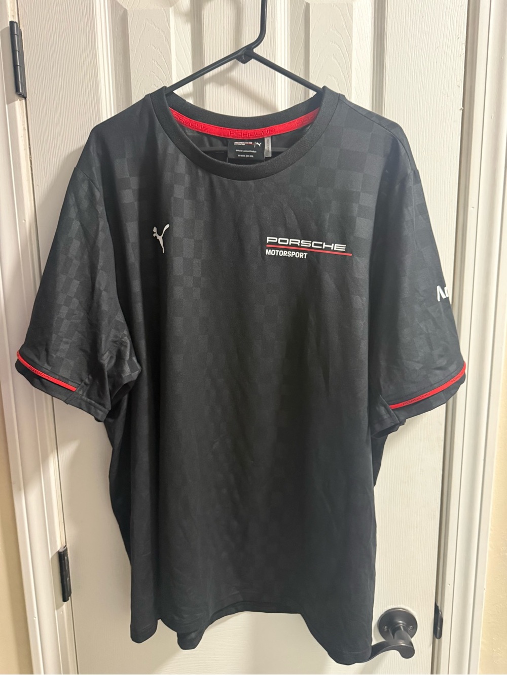 Porsche Motorsport x Puma Team Jersey Tee Black Checkered NWT XXL